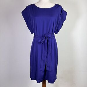 Eliza‎ J Drape Sleeve Dress Mini Size 8 Purple Belted *READ Formal Wedding Guest